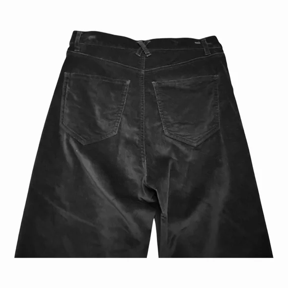 Women's EXPRESS Black Super High Rise Straight Leg Crop Velvet Pants Size 8 - Picture 4 of 8